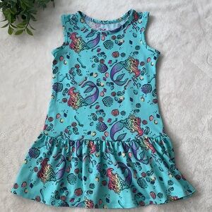 Disney Little Mermaid Tank Dress 4/5 EUC Ariel Blue Green